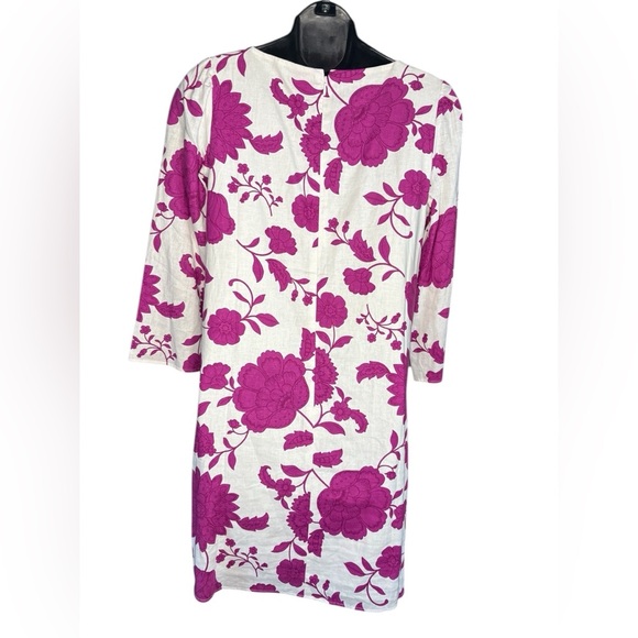 Ann Taylor Floral Linen Blend 3/4 Sleeve Shift Dress sz SP NWT pink/ white - Picture 7 of 9